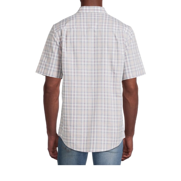 George Men’s short sleeve Stretch Poplin shirt. Color gray plaid - Picture 4 of 8